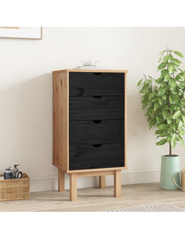 Cassettiera OTTA Nero 45 x 39 x 90 cm Legno Massello di Pino