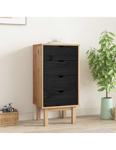 Cassettiera OTTA Nero 45 x 39 x 90 cm Legno Massello di Pino