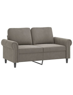 Divano a 2 Posti Grigio Chiaro 120 cm in Velluto 2