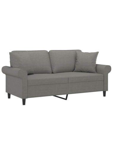 Divano a 2 Posti con Cuscini Grigio Scuro 140 cm in Tessuto
