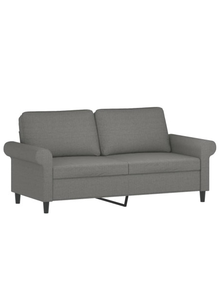 Divano a 2 Posti con Cuscini Grigio Scuro 140 cm in Tessuto