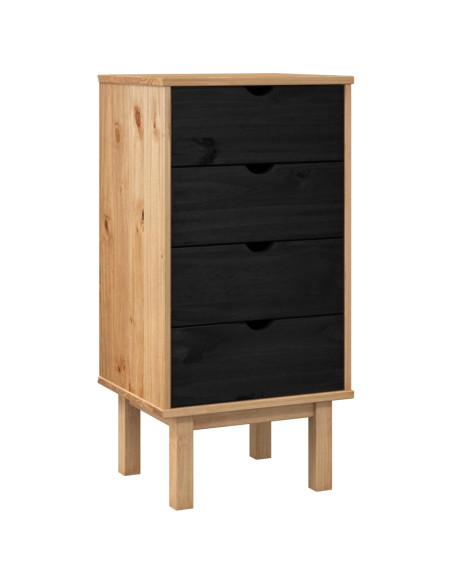Cassettiera OTTA Nero 45 x 39 x 90 cm Legno Massello di Pino