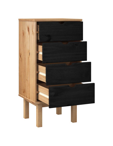 Cassettiera OTTA Nero 45 x 39 x 90 cm Legno Massello di Pino