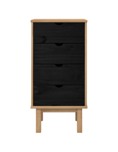 Cassettiera OTTA Nero 45 x 39 x 90 cm Legno Massello di Pino