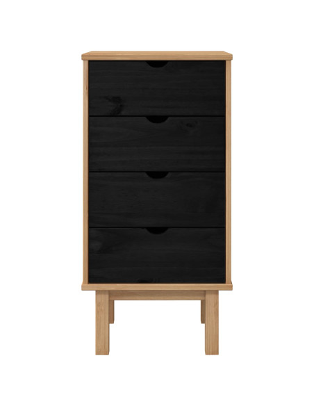 Cassettiera OTTA Nero 45 x 39 x 90 cm Legno Massello di Pino