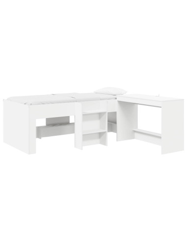 Letto alto per bambini con scrivania Bianco 80 x 200 cm