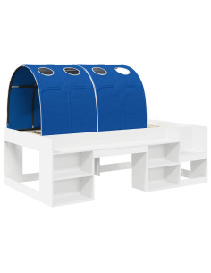 Letto alto per bambini con storage Bianco e Blu 2