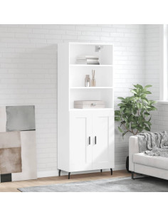 Credenza Bianca 69,5x34x180 cm in Legno Multistrato