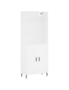 Credenza Bianca 69,5x34x180 cm in Legno Multistrato 2