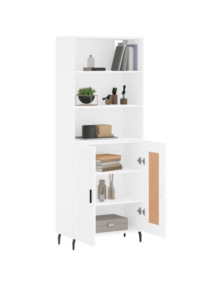 Credenza Bianca 69,5x34x180 cm in Legno Multistrato
