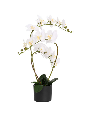 Pianta di Orchidea Artificiale con Vaso Bianco 45 x 15 x 65 cm