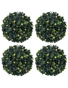 Sfere di Bosso Artificiale con Luci LED 4 pz Verdi 12 cm