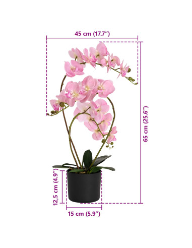 Pianta di Orchidea Artificiale con Vaso Rosa 45 x 15 x 65 cm