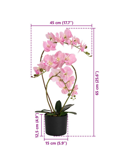Pianta di Orchidea Artificiale con Vaso Rosa 45 x 15 x 65 cm