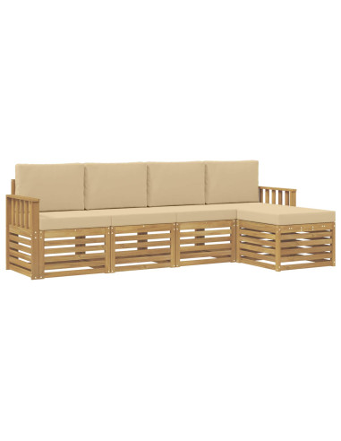 Set di divani da esterno 5 pcs Bianco e Beige