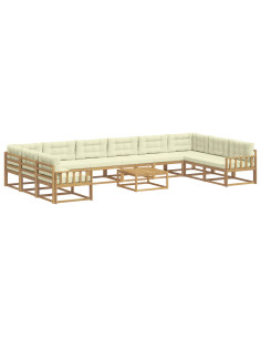 Set di divani da esterno con cuscino 11 pcs Bianco e Crema 2
