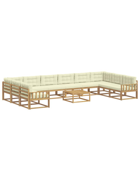 Set di divani da esterno con cuscino 11 pcs Bianco e Crema