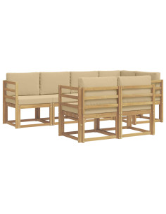 Set di divani da esterno 7 pcs Bianco e Beige Poliestere 2