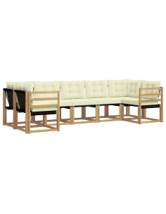 Set di divani da esterno con cuscino 7 pcs Bianco e Crema 2