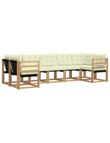 Set di divani da esterno con cuscino 7 pcs Bianco e Crema