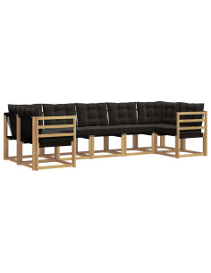 Set di divani da esterno con cuscino 7 pcs Bianco e Nero 2