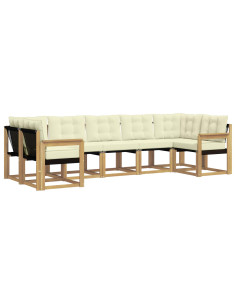 Set di divani da esterno con cuscino 7 pcs Bianco e Crema 2