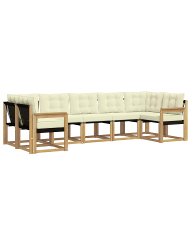 Set di divani da esterno con cuscino 7 pcs Bianco e Crema