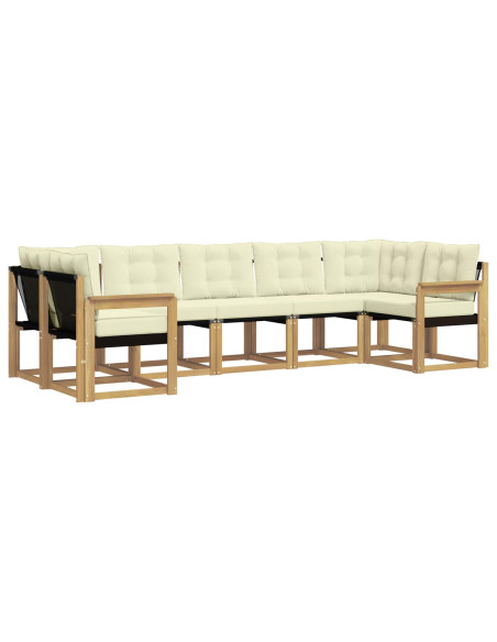 Set di divani da esterno con cuscino 7 pcs Bianco e Crema