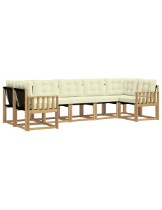 Set di divani da esterno con cuscino 7 pcs Bianco e Crema 2