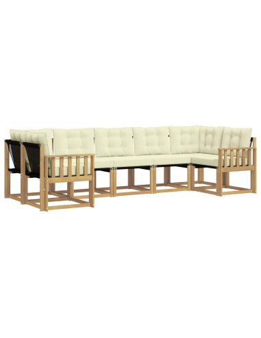 Set di divani da esterno con cuscino 7 pcs Bianco e Crema