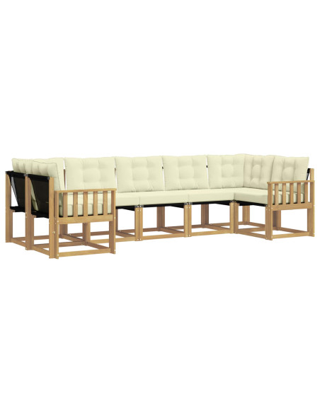Set di divani da esterno con cuscino 7 pcs Bianco e Crema