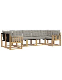 Set di divani da esterno 7 pcs Bianco e Grigio Chiaro 2