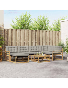 Set di divani da esterno 7 pcs Bianco e Grigio Chiaro