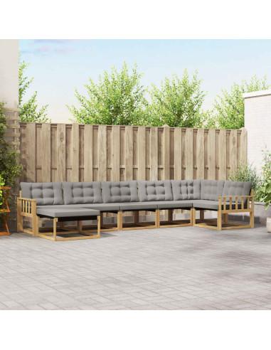 Set di divani da esterno 7 pcs Bianco e Grigio Chiaro