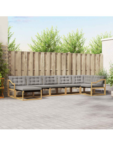 Set di divani da esterno 7 pcs Bianco e Grigio Chiaro