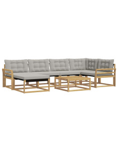 Set di divani da esterno 7 pcs Bianco e Grigio Chiaro 2
