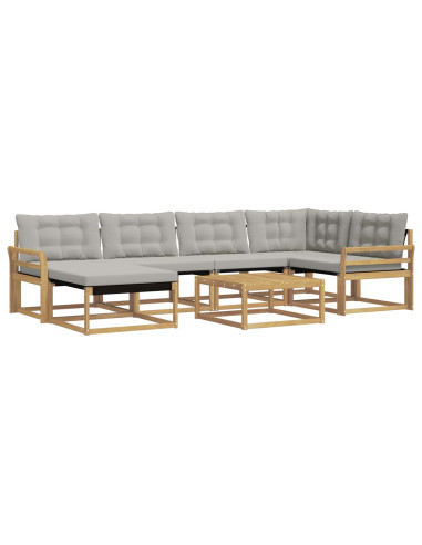 Set di divani da esterno 7 pcs Bianco e Grigio Chiaro