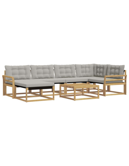 Set di divani da esterno 7 pcs Bianco e Grigio Chiaro