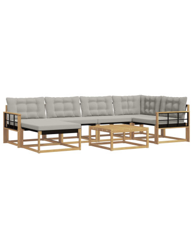 Set di divani da esterno 7 pcs Bianco e Grigio Chiaro