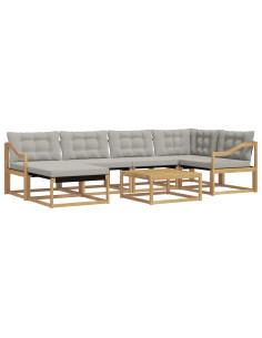 Set di divani da esterno 7 pcs Bianco e Grigio Chiaro 2