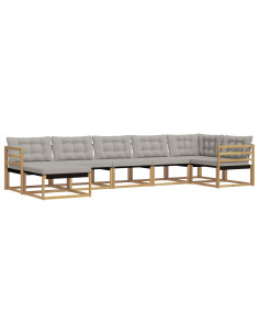 Set di divani da esterno 7 pcs Bianco e Grigio Chiaro 2