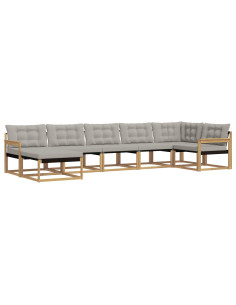 Set di divani da esterno 7 pcs Bianco e Grigio Chiaro 2