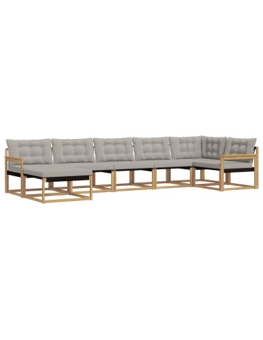 Set di divani da esterno 7 pcs Bianco e Grigio Chiaro