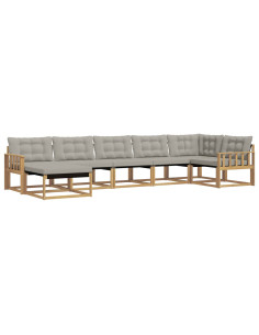 Set di divani da esterno 7 pcs Bianco e Grigio Chiaro 2