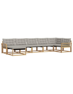 Set di divani da esterno 7 pcs Bianco e Grigio Chiaro 2