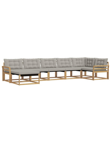 Set di divani da esterno 7 pcs Bianco e Grigio Chiaro