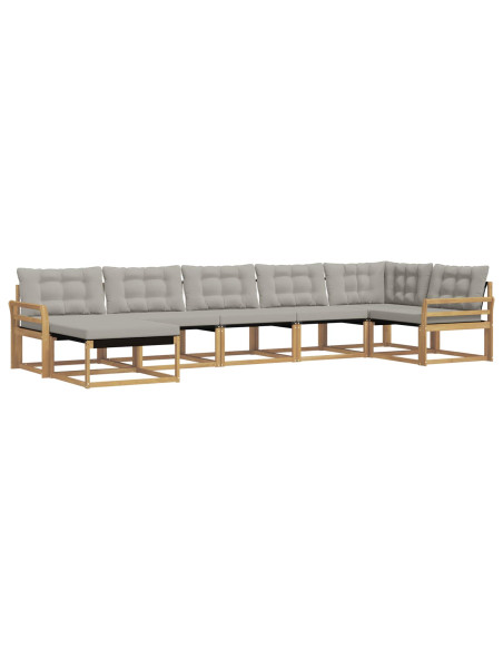 Set di divani da esterno 7 pcs Bianco e Grigio Chiaro
