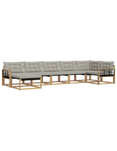 Set di divani da esterno 7 pcs Bianco e Grigio Chiaro 2