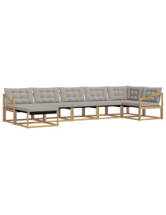 Set di divani da esterno 7 pcs Bianco e Grigio Chiaro 2
