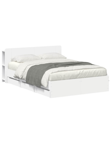 Telaio del letto con storage con testiera Bianco 150 x 200 cm